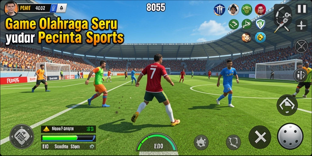 Screenshot gameplay dari 8055 menunjukkan aksi seru dalam olahraga.