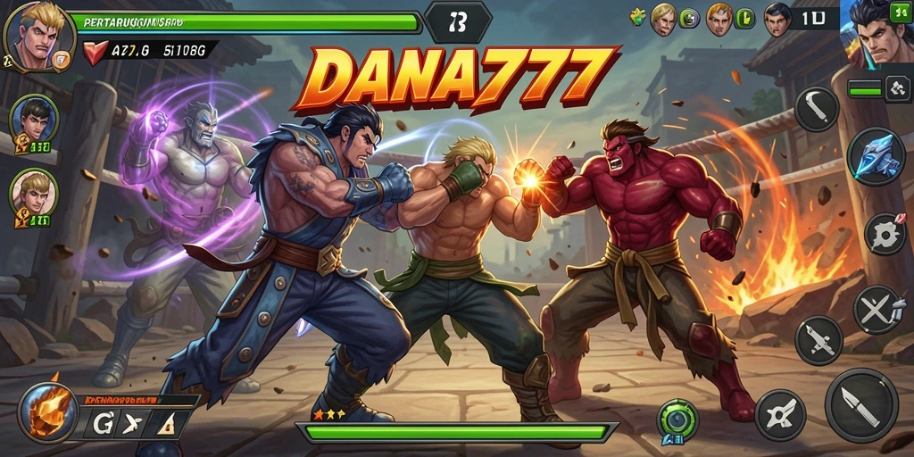 Tampilan gameplay intens DANA777 dalam pertarungan Fighting.