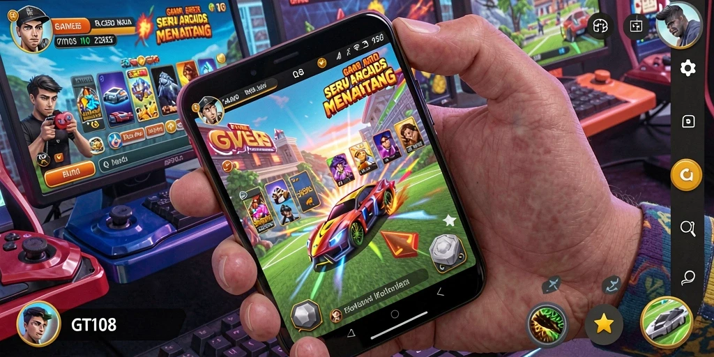 Screenshot permainan GT108 menampilkan aksi seru dalam gameplay Arcade.