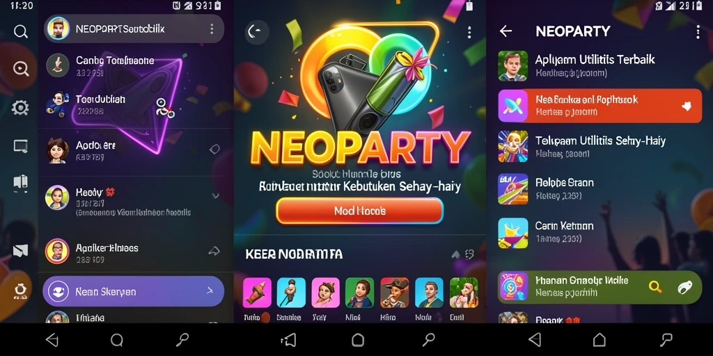 Tampilan antarmuka aplikasi NEOPARTY yang menarik dan mudah digunakan.