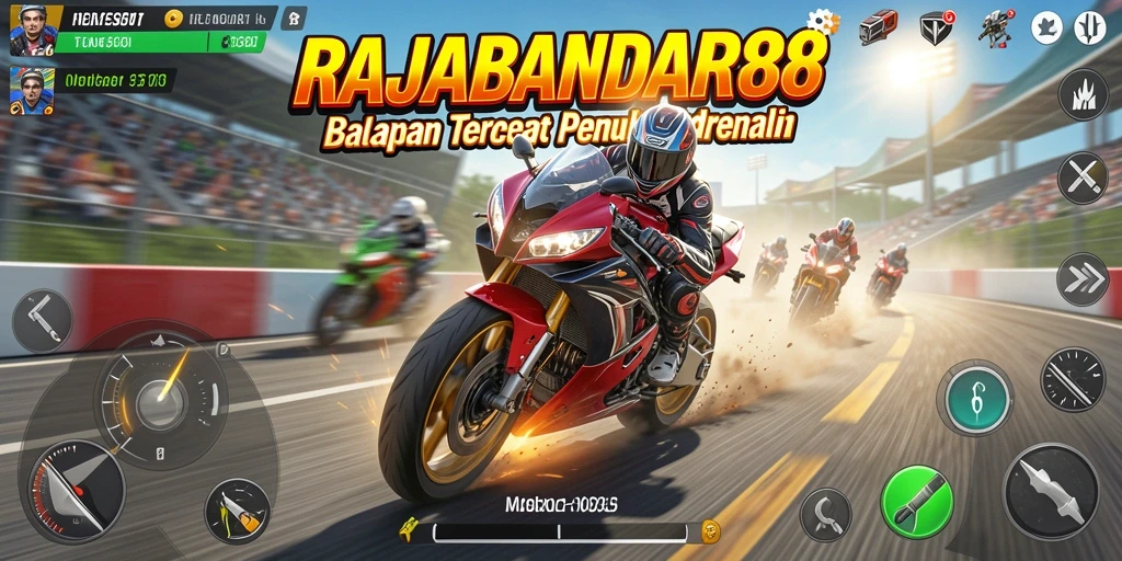 Screenshot dari gameplay balapan motor yang mendebarkan.