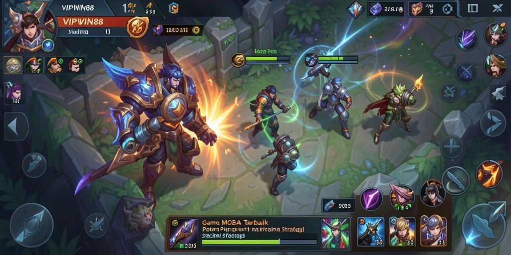 Tampilan seru gameplay MOBA di VIPWIN88 dengan aksi hero yang mendebarkan.